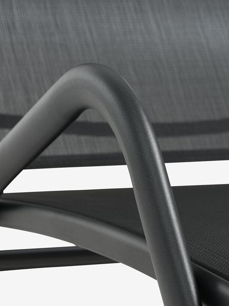Chaise longue de luxe réglable pour l’extérieur – Noir