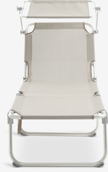 Chaise longue réglable avec pare-soleil – Couleur sable