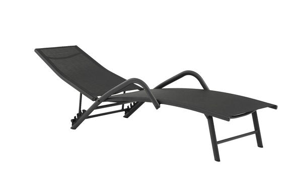 Chaise longue de luxe réglable pour l’extérieur – Noir