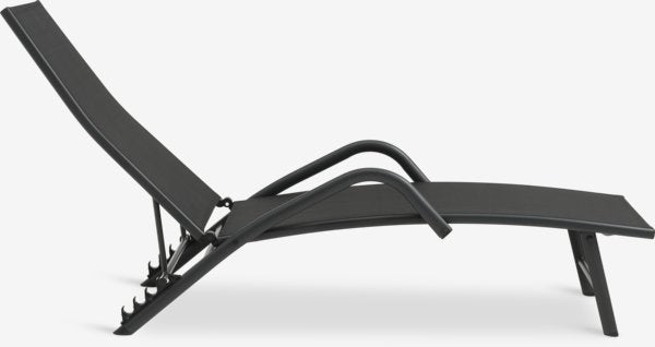 Chaise longue de luxe réglable pour l’extérieur – Noir