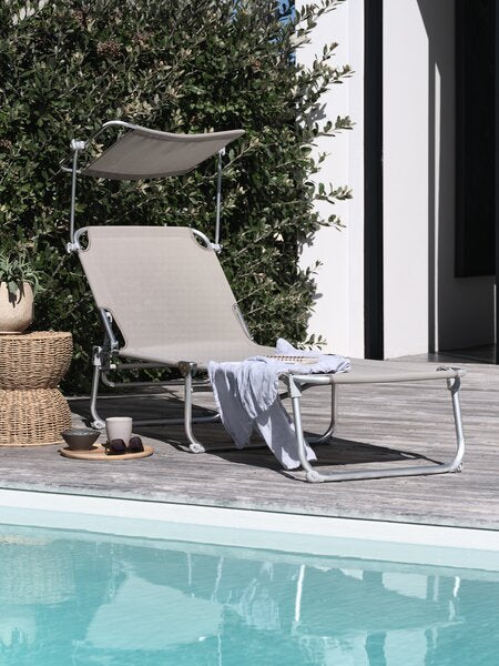 Chaise longue réglable avec pare-soleil – Couleur sable