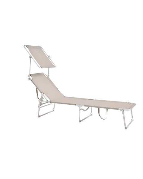 Chaise longue réglable avec pare-soleil – Couleur sable